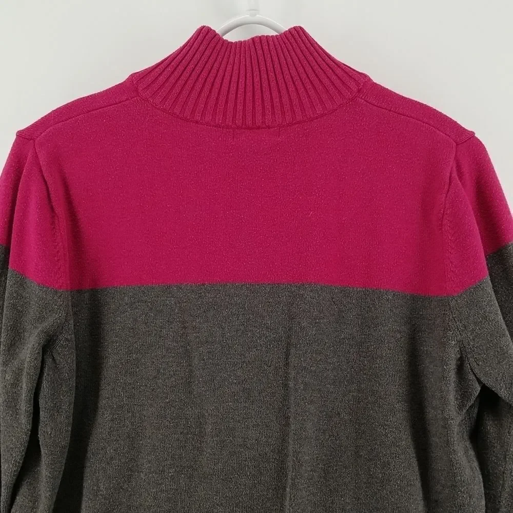 Eddie Bauer Sweater Women's Large Long Sleeve 1/2 Front Button Up Purple Grey - Picture 6 of 8